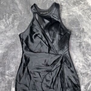 Alexander Wang Satin Cutout Wrap Effect Tie Dress